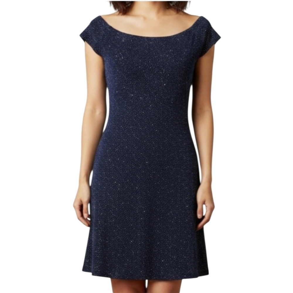 Y2K Gunne Sax Jessica McClintock Sparkle Midnight Navy Prom Grad Dress